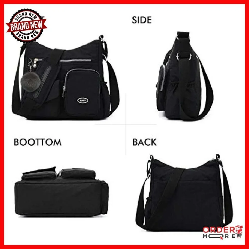 Waterproof Nylon Crossbody Bag with RFID Pocket, 11.4x4.7x11 - Picture 7 of 8